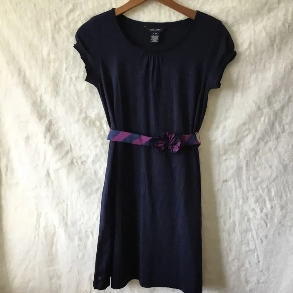 Ralph Lauren Girl Black Dress with Purple Belt